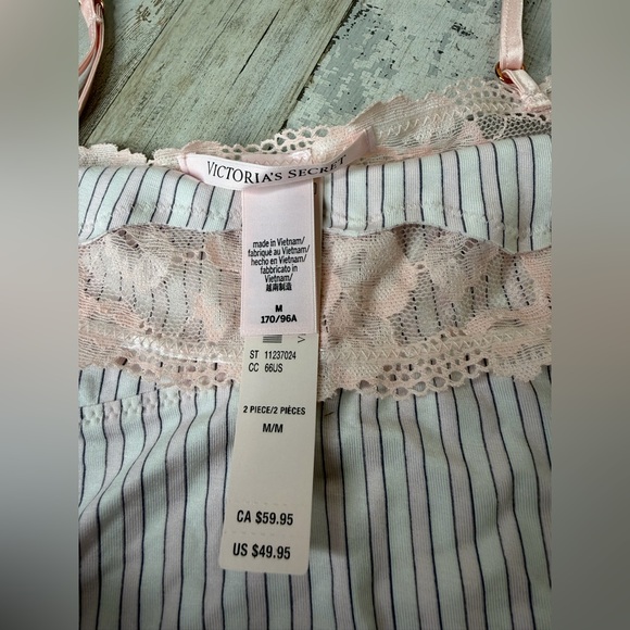 Victoria's Secret Pink and White Striped Lace Pajama Set - Picture 4 of 4